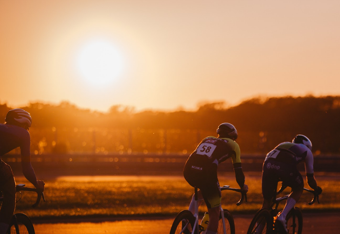 Cyclists riding together